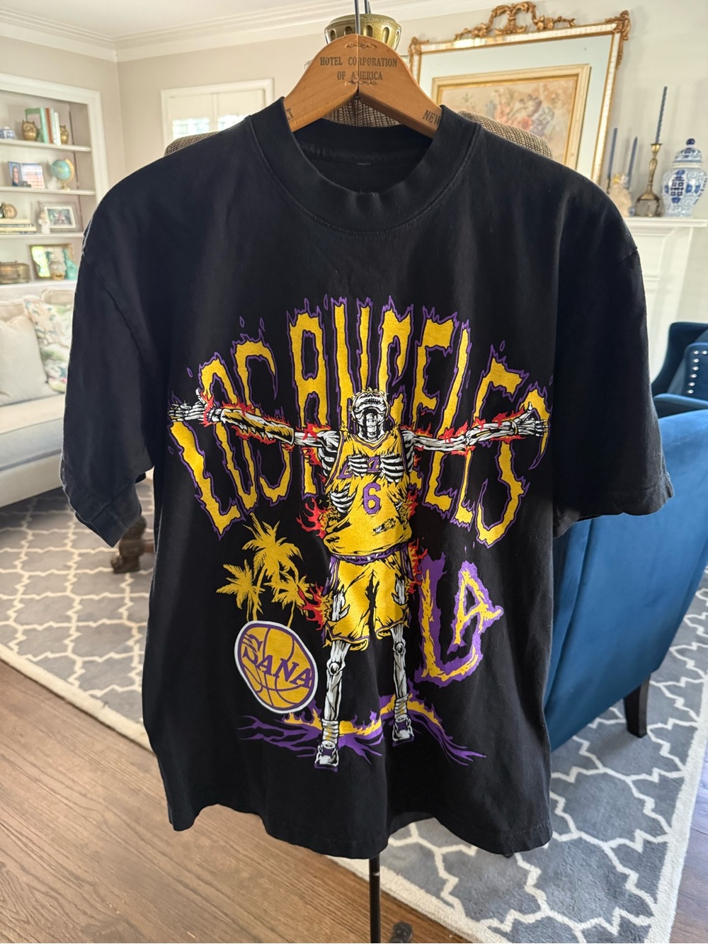 Mens Sana Detroit King James Los Angeles LA Lakers shirt Medium Skeleton jersey
